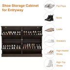 Meuble à chaussures avec 4 tiroirs basculants, organisateur de chaussures moderne et étroit avec étagères réglables, meuble à chaussures pour entrée, salon, couloir