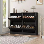 Meuble à chaussures avec 4 tiroirs basculants, organisateur de chaussures moderne et étroit avec étagères réglables, meuble à chaussures pour entrée, salon, couloir