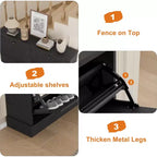Meuble à chaussures avec 4 tiroirs basculants, organisateur de chaussures moderne et étroit avec étagères réglables, meuble à chaussures pour entrée, salon, couloir