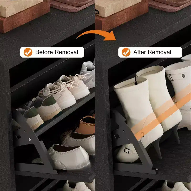 Meuble à chaussures avec 4 tiroirs basculants, organisateur de chaussures moderne et étroit avec étagères réglables, meuble à chaussures pour entrée, salon, couloir