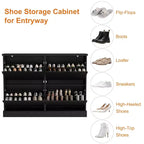 Meuble à chaussures avec 4 tiroirs basculants, organisateur de chaussures moderne et étroit avec étagères réglables, meuble à chaussures pour entrée, salon, couloir
