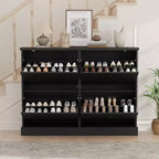 Meuble à chaussures avec 4 tiroirs basculants, organisateur de chaussures moderne et étroit avec étagères réglables, meuble à chaussures pour entrée, salon, couloir
