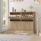 Meuble à chaussures avec 4 tiroirs basculants, organisateur de chaussures moderne et étroit avec étagères réglables, meuble à chaussures pour entrée, salon, couloir