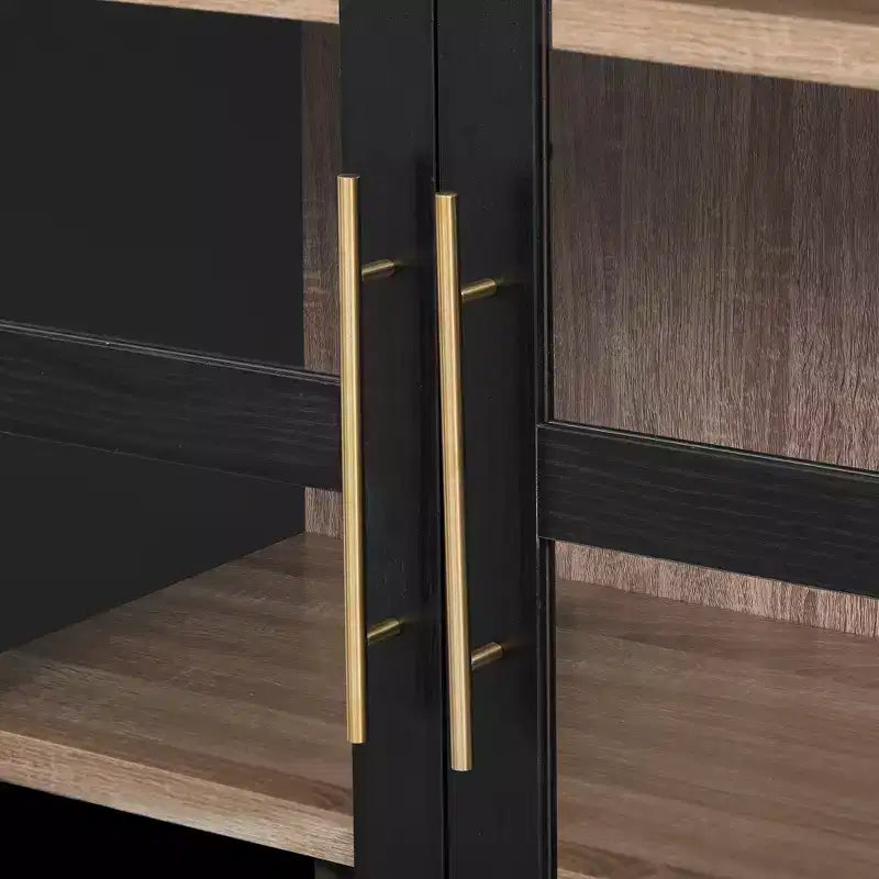 sumyeg 71 Grande Armoire de Cuisine Haute Cintrée avec Portes Vitrées, Étagères Réglables et 2 Grands Tiroirs