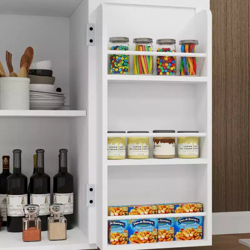 Chariot de cuisine roulant sumyeg avec tiroir, armoire, étagère et plateau en bois d'hévéa