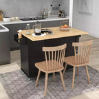 sumyeg Îlot de cuisine roulant avec plateau en bois massif, abattant, roulettes verrouillables, armoire de rangement, étagère à épices, porte-serviettes et tiroir, 133,9 cm