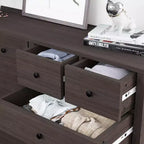 Commode Canellée. Grande Commode 5 Tiroirs avec Poignées et Pieds en Métal Doré. Organisateur de Rangement