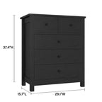 Commode Canellée. Grande Commode 5 Tiroirs avec Poignées et Pieds en Métal Doré. Organisateur de Rangement
