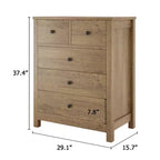 Commode Canellée. Grande Commode 5 Tiroirs avec Poignées et Pieds en Métal Doré. Organisateur de Rangement