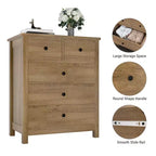 Commode Canellée. Grande Commode 5 Tiroirs avec Poignées et Pieds en Métal Doré. Organisateur de Rangement