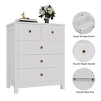 Commode Canellée. Grande Commode 5 Tiroirs avec Poignées et Pieds en Métal Doré. Organisateur de Rangement