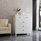 Commode Canellée. Grande Commode 5 Tiroirs avec Poignées et Pieds en Métal Doré. Organisateur de Rangement