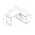 Bureau d'angle TUYOHW 47.25, poste de travail avec crédence à porte coulissante, bureau réversible pour la maison, poste de travail flottant avec dos fini