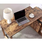 Bureau d'angle TUYOHW 47.25, poste de travail avec crédence à porte coulissante, bureau réversible pour la maison, poste de travail flottant avec dos fini