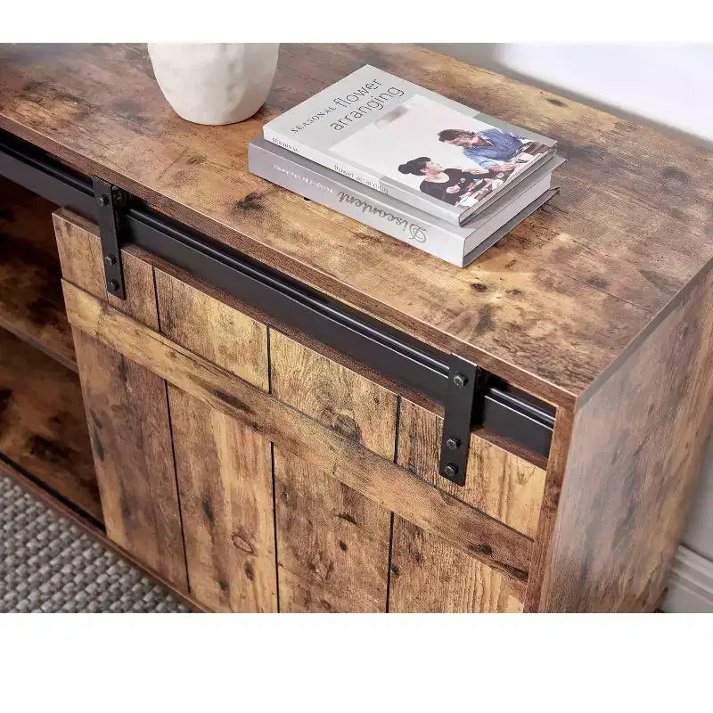 Bureau d'angle TUYOHW 47.25, poste de travail avec crédence à porte coulissante, bureau réversible pour la maison, poste de travail flottant avec dos fini