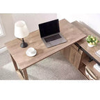Bureau d'angle TUYOHW 47.25, poste de travail avec crédence à porte coulissante, bureau réversible pour la maison, poste de travail flottant avec dos fini