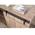 Bureau d'angle TUYOHW 47.25, poste de travail avec crédence à porte coulissante, bureau réversible pour la maison, poste de travail flottant avec dos fini
