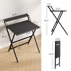 Bureau d'étude pliable TUYOHW, bureau d'ordinateur pliable avec étagère pour moniteur, cadre en acier en forme de X, bureau d'écriture pour le bureau à domicile, l'étude, les petits espaces.