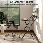 Bureau d'étude pliable TUYOHW, bureau d'ordinateur pliable avec étagère pour moniteur, cadre en acier en forme de X, bureau d'écriture pour le bureau à domicile, l'étude, les petits espaces.
