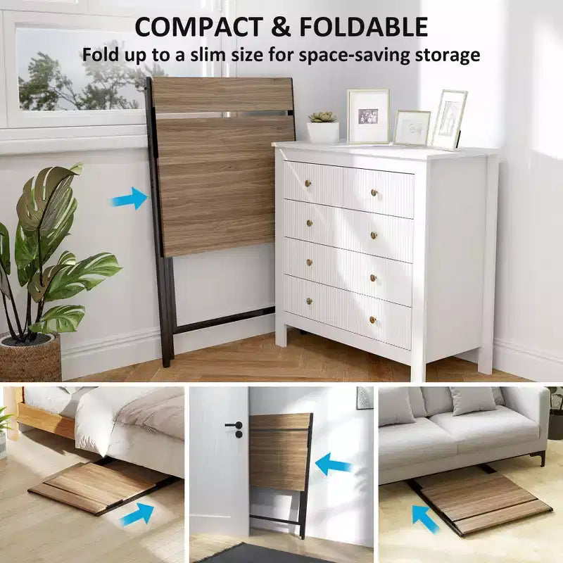 Bureau d'étude pliable TUYOHW, bureau d'ordinateur pliable avec étagère pour moniteur, cadre en acier en forme de X, bureau d'écriture pour le bureau à domicile, l'étude, les petits espaces.