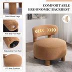 TUYOHW Chaise d'appoint moderne ronde avec dossier incurvé, chaise de lecture rembourrée épaisse avec pieds en bois, chaise d'appoint confortable pour salon, chambre à coucher