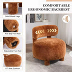 TUYOHW Chaise d'appoint moderne ronde avec dossier incurvé, chaise de lecture rembourrée épaisse avec pieds en bois, chaise d'appoint confortable pour salon, chambre à coucher