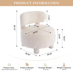 TUYOHW Chaise d'appoint moderne ronde avec dossier incurvé, chaise de lecture rembourrée épaisse avec pieds en bois, chaise d'appoint confortable pour salon, chambre à coucher