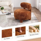 TUYOHW Chaise d'appoint moderne ronde avec dossier incurvé, chaise de lecture rembourrée épaisse avec pieds en bois, chaise d'appoint confortable pour salon, chambre à coucher
