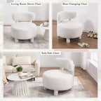 TUYOHW Chaise d'appoint moderne ronde avec dossier incurvé, chaise de lecture rembourrée épaisse avec pieds en bois, chaise d'appoint confortable pour salon, chambre à coucher