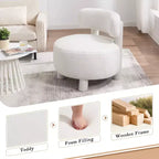 TUYOHW Chaise d'appoint moderne ronde avec dossier incurvé, chaise de lecture rembourrée épaisse avec pieds en bois, chaise d'appoint confortable pour salon, chambre à coucher