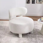 TUYOHW Chaise d'appoint moderne ronde avec dossier incurvé, chaise de lecture rembourrée épaisse avec pieds en bois, chaise d'appoint confortable pour salon, chambre à coucher