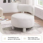 TUYOHW Chaise d'appoint moderne ronde avec dossier incurvé, chaise de lecture rembourrée épaisse avec pieds en bois, chaise d'appoint confortable pour salon, chambre à coucher