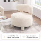TUYOHW Chaise d'appoint moderne ronde avec dossier incurvé, chaise de lecture rembourrée épaisse avec pieds en bois, chaise d'appoint confortable pour salon, chambre à coucher