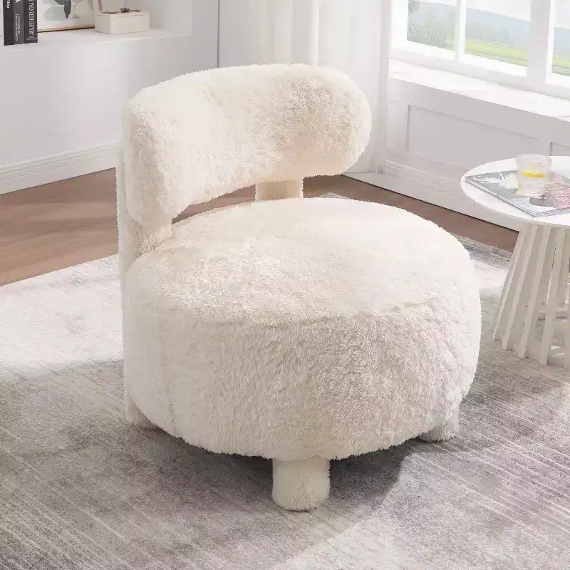 TUYOHW Chaise d'appoint moderne ronde avec dossier incurvé, chaise de lecture rembourrée épaisse avec pieds en bois, chaise d'appoint confortable pour salon, chambre à coucher