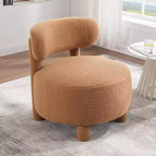 TUYOHW Chaise d'appoint moderne ronde avec dossier incurvé, chaise de lecture rembourrée épaisse avec pieds en bois, chaise d'appoint confortable pour salon, chambre à coucher