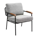 TUYOHW 23 Chaise d'appoint moderne avec accoudoirs en bois naturel, fauteuil de lecture rembourré avec cadre en métal noir, chaise longue pour salon, chambre à coucher