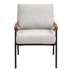 TUYOHW 23 Chaise d'appoint moderne avec accoudoirs en bois naturel, fauteuil de lecture rembourré avec cadre en métal noir, chaise longue pour salon, chambre à coucher