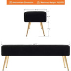 Banc Rembourré en Fausse Peau de Mouton Tufté Furniliving avec Boutons et Pieds en Métal pour Chambre/Entrée/Couloir