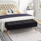 Banc Rembourré en Fausse Peau de Mouton Tufté Furniliving avec Boutons et Pieds en Métal pour Chambre/Entrée/Couloir