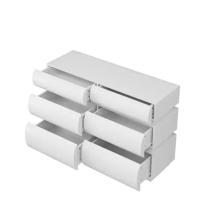 JVNOXK Commode 6 tiroirs de 109 cm pour chambre à coucher, sans poignée, style moderne, grand espace de rangement, convient pour les chambres et les salons, blanche