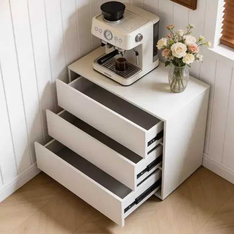 Gaoyangjiaju Commode moderne crème à 3 tiroirs de 80 cm, ouverture par pression, petite table de chevet de chambre, armoire de rangement