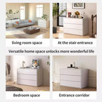 Gaoyangjiaju Commode moderne crème à 3 tiroirs de 80 cm, ouverture par pression, petite table de chevet de chambre, armoire de rangement