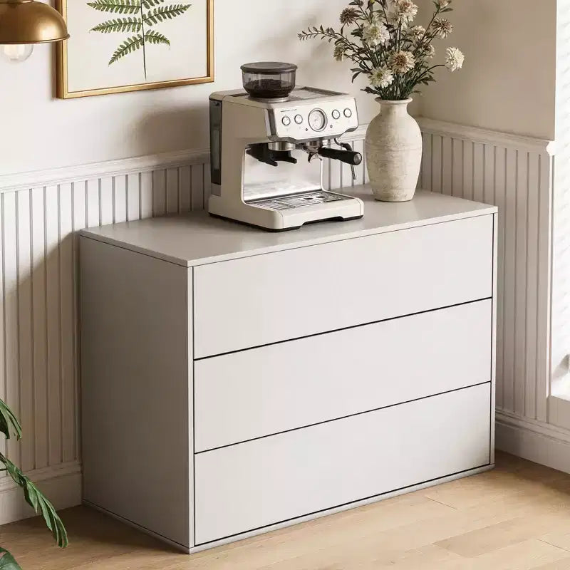 Gaoyangjiaju Commode moderne crème à 3 tiroirs de 80 cm, ouverture par pression, petite table de chevet de chambre, armoire de rangement