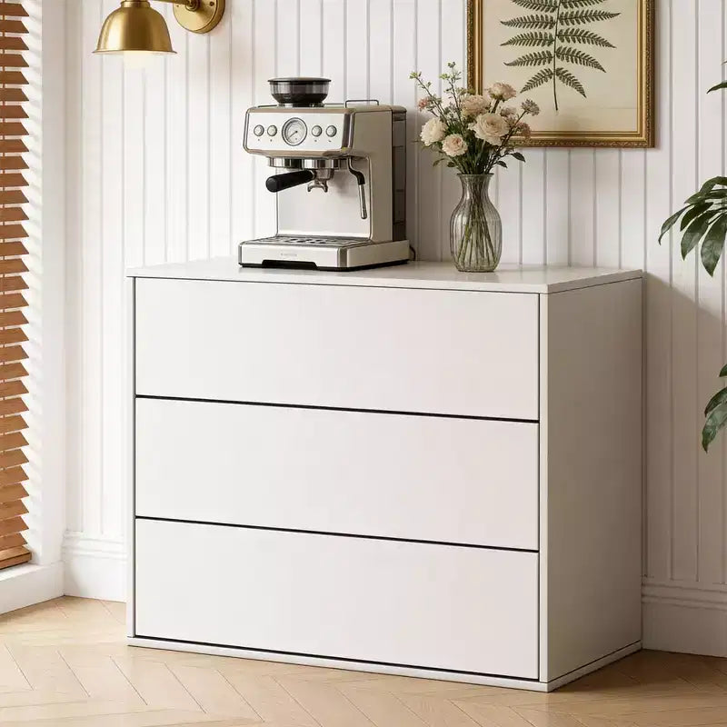 Gaoyangjiaju Commode moderne crème à 3 tiroirs de 80 cm, ouverture par pression, petite table de chevet de chambre, armoire de rangement