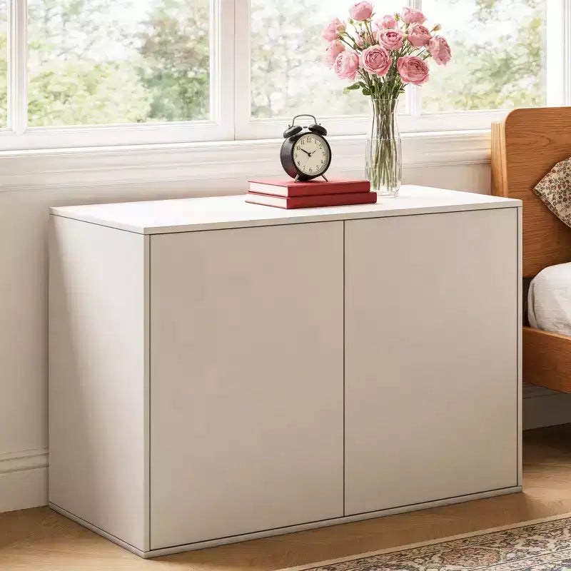 Gaoyangjiaju Commode moderne crème à 3 tiroirs de 80 cm, ouverture par pression, petite table de chevet de chambre, armoire de rangement