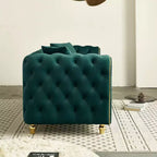 Canapé Chesterfield touffeté de luxe moderne de 86 po, canapé 3 places avec accoudoirs arrondis et bordure dorée pour salon, chambre ou appartement - Panipeachy