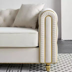 Canapé Chesterfield touffeté de luxe moderne de 86 po, canapé 3 places avec accoudoirs arrondis et bordure dorée pour salon, chambre ou appartement - Panipeachy