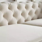 Canapé Chesterfield touffeté de luxe moderne de 86 po, canapé 3 places avec accoudoirs arrondis et bordure dorée pour salon, chambre ou appartement - Panipeachy