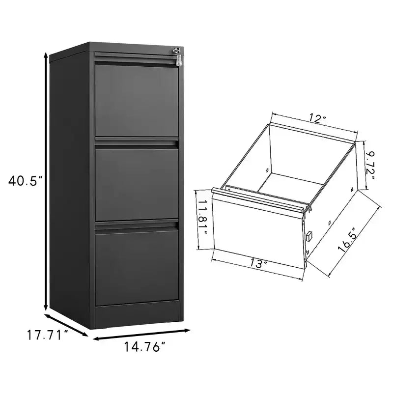 Acekool Meuble de classement vertical à 3 tiroirs avec serrure, robuste, pour bureau à domicile