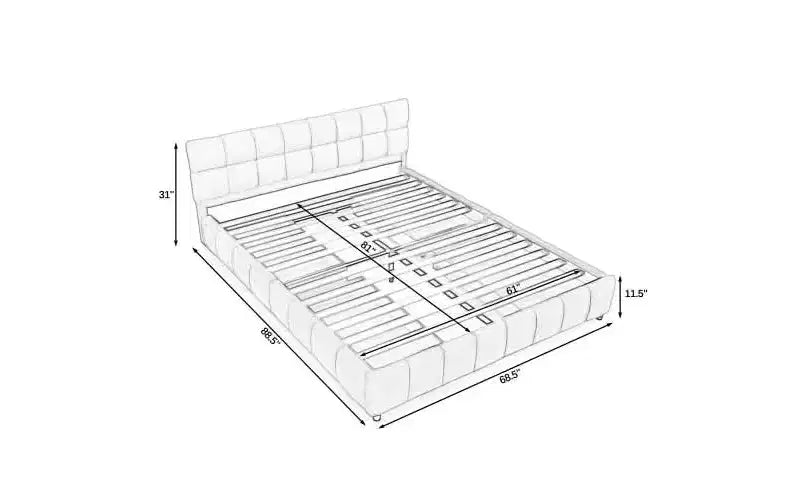 Lit capitonné Queen Size MAYEERTY avec tête de lit en tissu chenille, cadre de lit solide, tiroir pour chambre à coucher, Rose